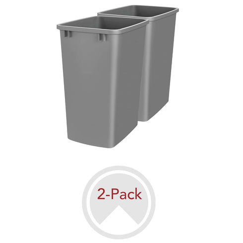 Rev-A-Shelf 35 Quart Polymer Replacement Trash Bin, Recycle Waste Container for Kitchen Cabinet Pullouts, Silver, 2