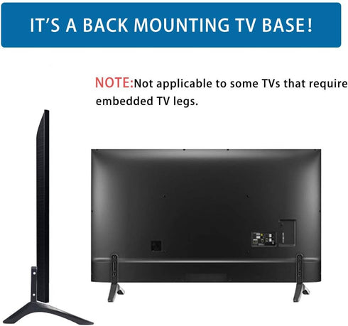 JGPIN TV Stand Legs Replacement Base, Black Tabletop TV Feet with Screws for Compatible Flat Screen TVs