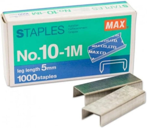 MAX mini Staple No.10-1M for Compact Handy Staplers (50 Staples per Stick, 1,000 Staples per Box)