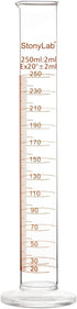 stonylab 1-Pack Graduated Cylinder, Borosilicate Glass 250 ml Heavy Wall Measuring Cylinder
