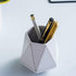 White Ceramic Desk Cute Pen Holder Stand, Gold Line Pencil Cup Pot Organizer for Makeup Brushes