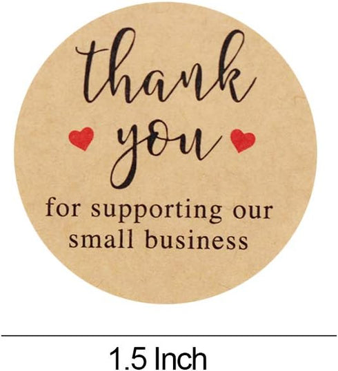 YOGET 1.5'' Thank You Stickers, Kraft Paper Labels for Supporting Our Small Business, 500 Labels