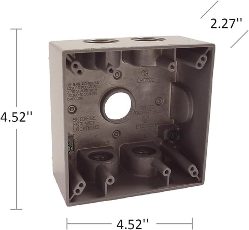 5345-0 2 5-3/4-Inch Hubbell Outdoor Lighting-Bell Gang Gray Outdoor Box