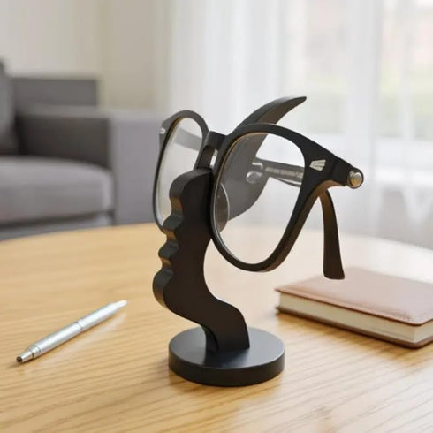 Generic Unique Curved Glasses Holder, Safe Artistic Storage Solution with Minimalist Design, Desktop or Bedside Table