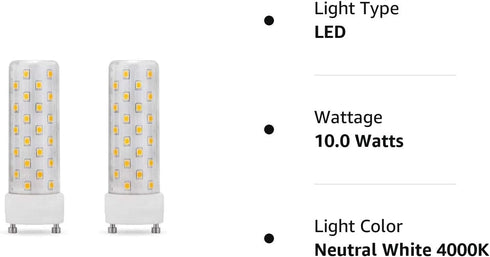 GU24 LED Light Bulb, 4000K Neutral White, High Brightness for Bathroom Ceiling Fan, 13W, 2pcs, Not Dimmable
