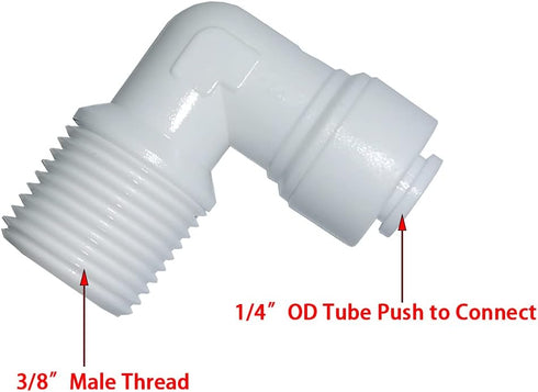 YZM Quick Connect Fittings for RO Water Filters, 5 Elbow, 3/8" Male x 1/4" OD Tube for Plumbing