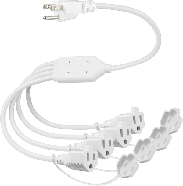 KUNCAN 4-Outlet Power Splitter Cord, 1 to 4 Way Male to Female Multi Plug Adapter, 1.5FT 16AWG