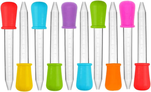 10 Pcs Liquid Droppers, Silicone and Plastic Pipettes with Bulb Tip for Candy Oil Kitchen Gummy Making, 5-ML