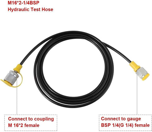 Hydraulic Pressure Test Hose 64Mpa, 2m/6FT Test Line for Excavator Construction Machinery