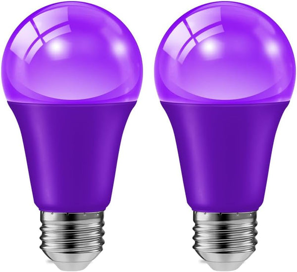 haraqi 2 Pack 9W (60W Equivalent) 120V E26 Base A19 LED Colored