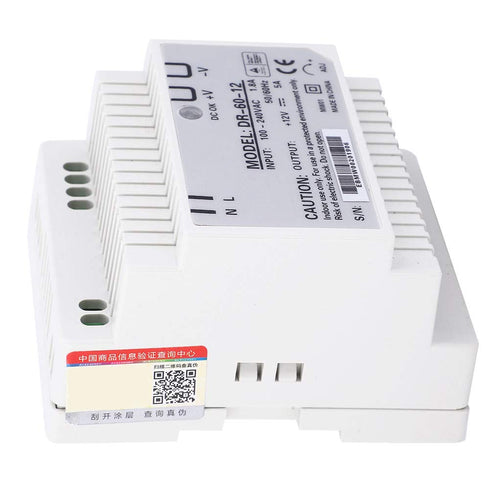 DR-60-12 DIN Rail Power Supply, 100-240V 12V 5A 60W Single Output PWM Switching Electric Source