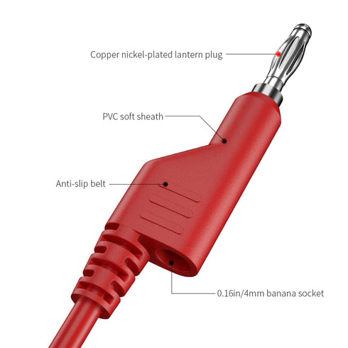 2pcs Banana Plug to Banana Plug Test Lead Cable, 100cm/3.3ft for Multi-Meter Electrical Testing