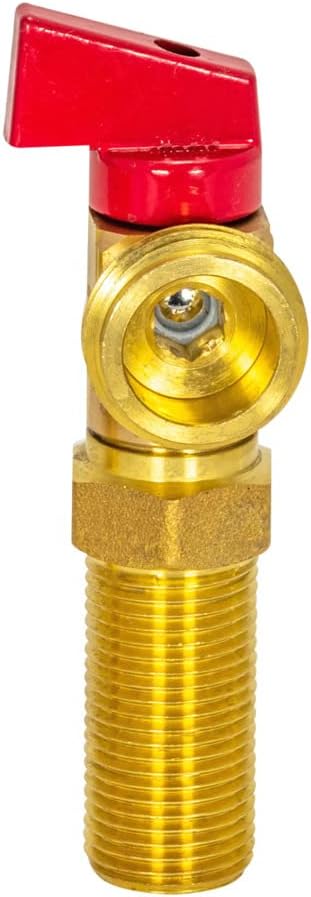 Eastman 60280 Brass Outlet Box Washing Machine Valve, 1/2 Inch MIP x 3/4 Inch MHT, Quarter Turn Ball Valve, Red Handle