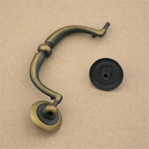 WenRan Closet 90mm (4) Drawer Pulls Double Hole Yellow Antique Brass Color Antique Small Hanging Pull Cabinet Door