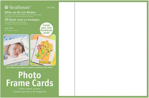 Strathmore Photo Frame Cards, White, 5x6.875 inches, 40 Pack, Envelopes Included -