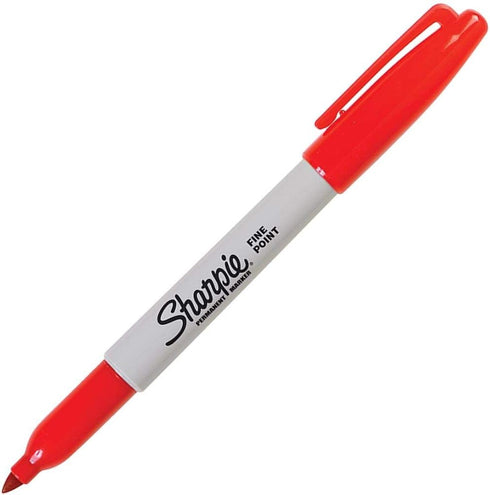 Sharpie 30002 Fine Point Permanent Marker, Red Color, Pack of 2 Boxes of 12, Marks on Paper and Plastic, Resist Fading