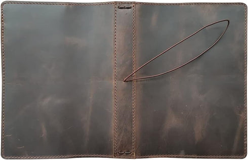 newestor Travelers Notebook Cover with Inner Pockets, Card Slots, and Pen Holder, A5 Size (Dark Brown)