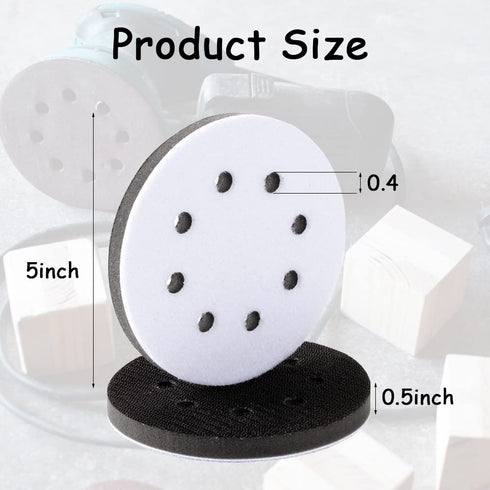 10 Pack 5 Inch 8 Soft Density Interface Pads Holes Hook and Loop Sponge Cushion Buffer Backing Pad Foam Sanding