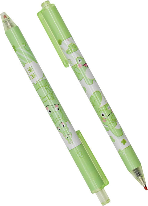 Maydahui 12PCS Green Matcha Frog Gel Pens, Cute Cartoon Animal Pen, Retractable Printing Pens for Office School Party