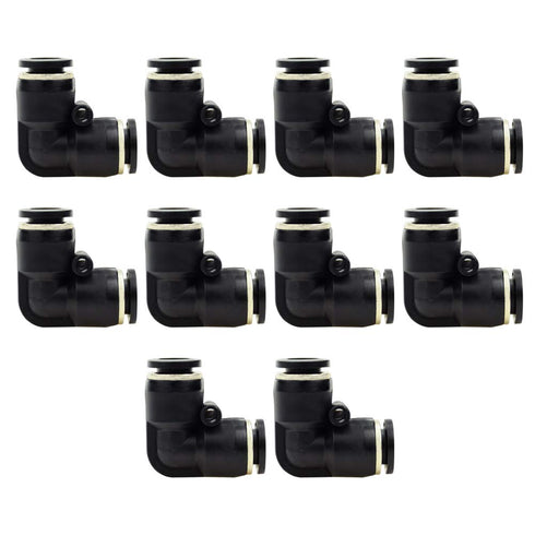 Beduan Push to Connect Elbow Fitting, 1/4" Tube OD Pneumatic 90 Degree Adapter (Pack of 10)