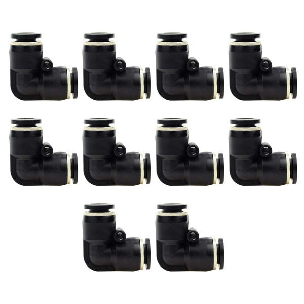 Beduan Push to Connect Elbow Fitting, 1/4" Tube OD Pneumatic 90 Degree Adapter (Pack of 10)