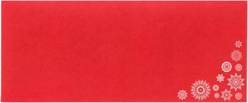 LUXPaper #10 Business Holiday Envelopes, Peel & Press Square Flap, 50 Qty, Snowflakes on Ruby Red