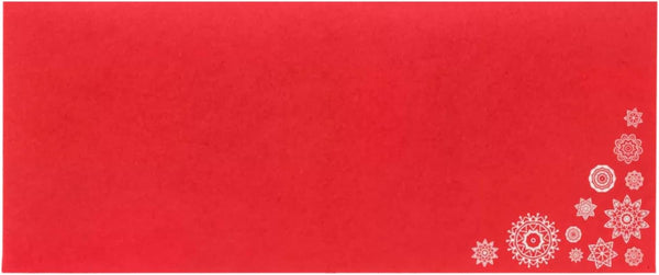 LUXPaper #10 Business Holiday Envelopes, Peel & Press Square Flap, 50 Qty, Snowflakes on Ruby Red
