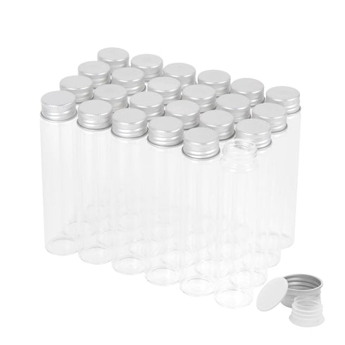 40ml Glass Clear Test Tubes, 24PCS with Screw Caps and Plastic Stoppers
