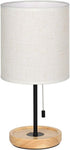 CADUKE Modern Table Lamp, Nightstand Desk Lamp, Bedside Lamp with Wood Base and Linen Shade for Living Room, Bedroom