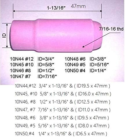 RIVERWELD TIG Alumina Nozzles Ceramic Shield Cup #7 10N47 7/16" Orifice Fit DB PTA SR WP 17 18 26 TIG Welding Torch 10pk