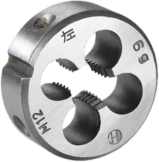 uxcell M12 X 1.75 Metric Round Die, Left Hand Threading Die, Alloy Steel Screw Thread Cutting