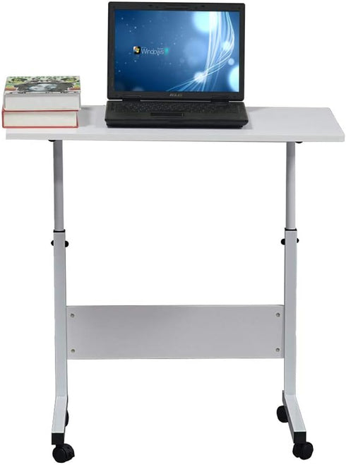 NAICKUC 31.5Inch Standing Desk - Side Table Adjustable Height, Portable Laptop Cart, C-Shaped Bed Couch end Tables