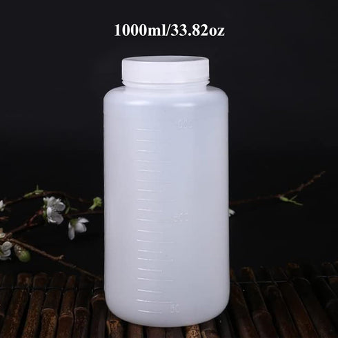 Bettomshin 2Pcs 1000ml PE Plastic(Food Grade) Bottles, Wide Mouth Lab Reagent Bottle Liquid/Solid Sample Seal Sample Storage Container with Graduated by Bettomshin