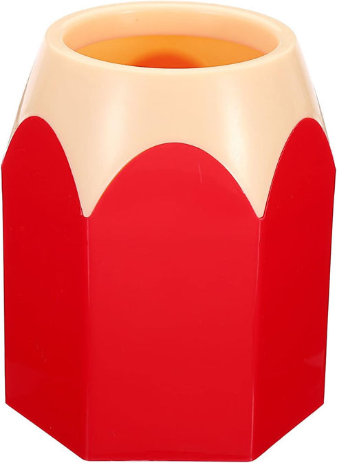 PATIKIL Cute Plastic Pencil Holder for Desk - Red Pencil Shape Cup Organizer