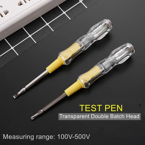 Fielect Voltage Tester Screwdriver Pen Light, AC 100-500V Circuit Tester with Dual Head Slot