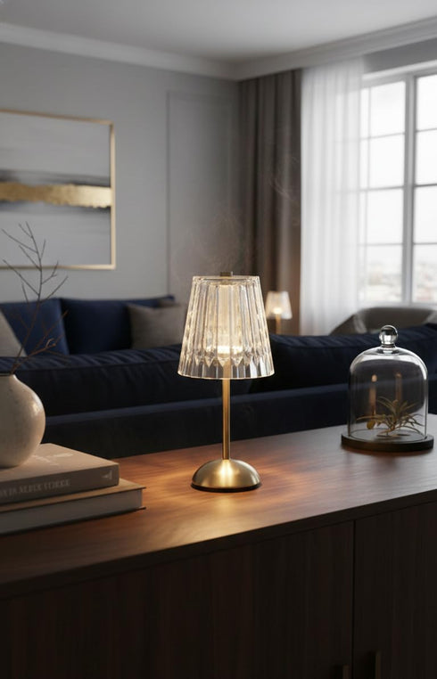 Generic 3 Dimmable, Gold Crystal Table Lamp Touch Control, Color & Rechargeable LED Lamp, Elegant Bedroom,Office