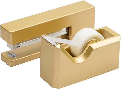 JAM PAPER Gold Office & Desk Sets - 1 Stapler & 1 Tape Dispenser - 2/Pack