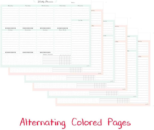 Peachly Desktop Weekly Planner Notepad, 60 Undated Tear-Off Pages for Daily To-Do Lists, Peach and Mint Fern