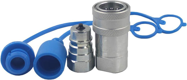 1-Set 3/8'' Ag ISO5675 Carbon Steel Hydraulic Quick Connect Coupling/Coupler Poppet Valve with Dust Cap