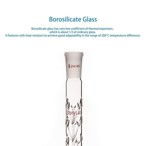 stonylab Vigreux Distillation Column, 24/40, 200 mm Length Borosilicate Glass for Laboratory