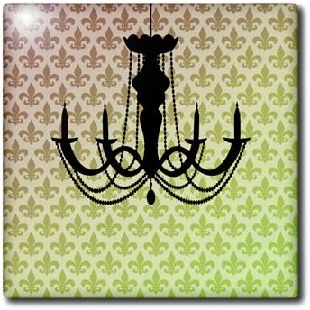3dRose 8 Inch Fleur de lis Chandelier Vintage Art Ceramic Tile