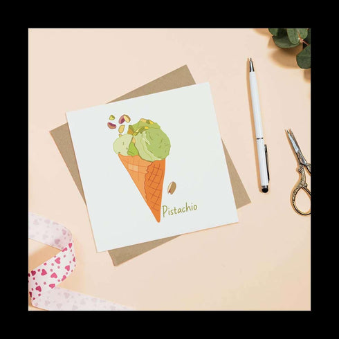 Azeeda (GC00080727) 'Pistachio Ice Cream Cone ' Blank Greeting Card