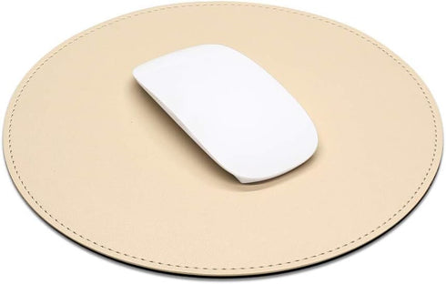 ProElife Cute Round Mouse Pad Mat Waterproof PU Leather 8.66-Inch Mousepad for Home Office Gaming