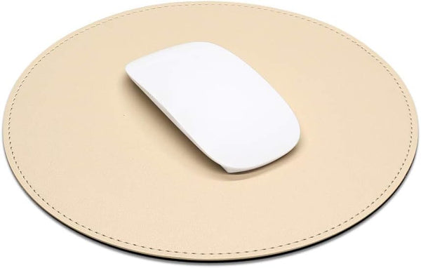 ProElife Cute Round Mouse Pad Mat Waterproof PU Leather 8.66-Inch Mousepad for Home Office Gaming
