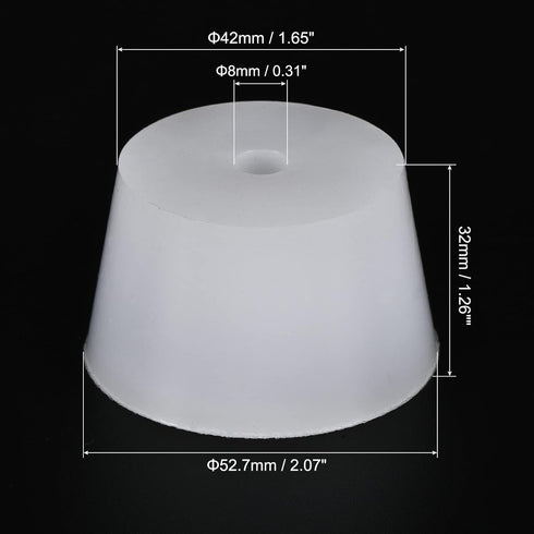 MECCANIXITY Silicone Rubber Tapered Plug 42mm to 52.7mm with Hole White for Powder Coating, Painting, Anodizing, Plating, Sandblasting, Laboratory Use