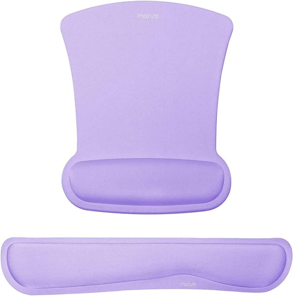 MOSISO Wrist Rest Support for Mouse Pad & Keyboard Set, Ergonomic Non-Slip Base Cushion with Neoprene Cloth & Raised