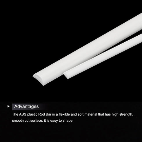 MECCANIXITY 40pcs ABS Round Rods, Diameter 1mm to 2mm, Length 250mm, White Plastic Rods for DIY Model Building