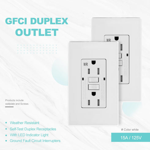 Micmi GFCI Outlet WR, Weather Resistant Tamper Resistant TR Receptacle, 15Amp 125 Volt