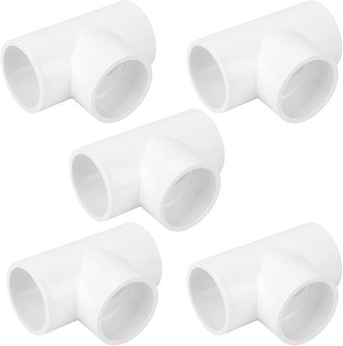 5-Pack 1-1/4" PVC Tee, 3 Way PVC Pipe Fittings Connector, Furniture Grade SCH40
