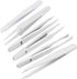 Precision Plastic Tweezers Kit, Anti-static Set for Craft & Electronics Repair - White - 6Pcs